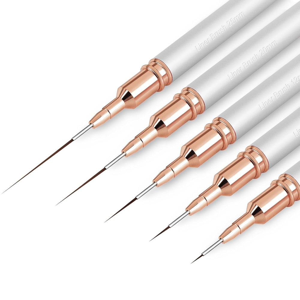 Pensule pentru unghii, 5 bucăți de pensule pentru conturul unghiilor, set de pensule pentru pictură și design, instrument de desen pentru puncte de unghii pentru linii lungi, detalii subțiri, desen fin în dimensiuni 6/9/12/15/18 mm, negru
