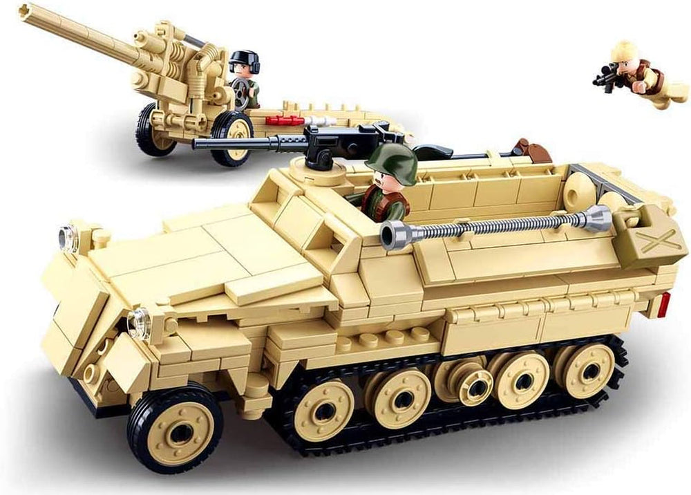 WWII - Deutsches Halbkettenfahrzeug [M38-B0695], Spielset , Klemmbausteine, Soldaten, mit Spielfigur, Army WWII, Für Kinder ab 4 Jahren, Sluban SL95566