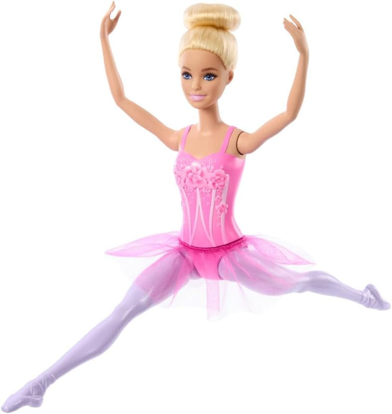 Păpușa Barbie Balerina, păpușă blondă la modă în tutu liliac detașabil, cu brațe de balet și pantofi cu vârfuri, HRG34