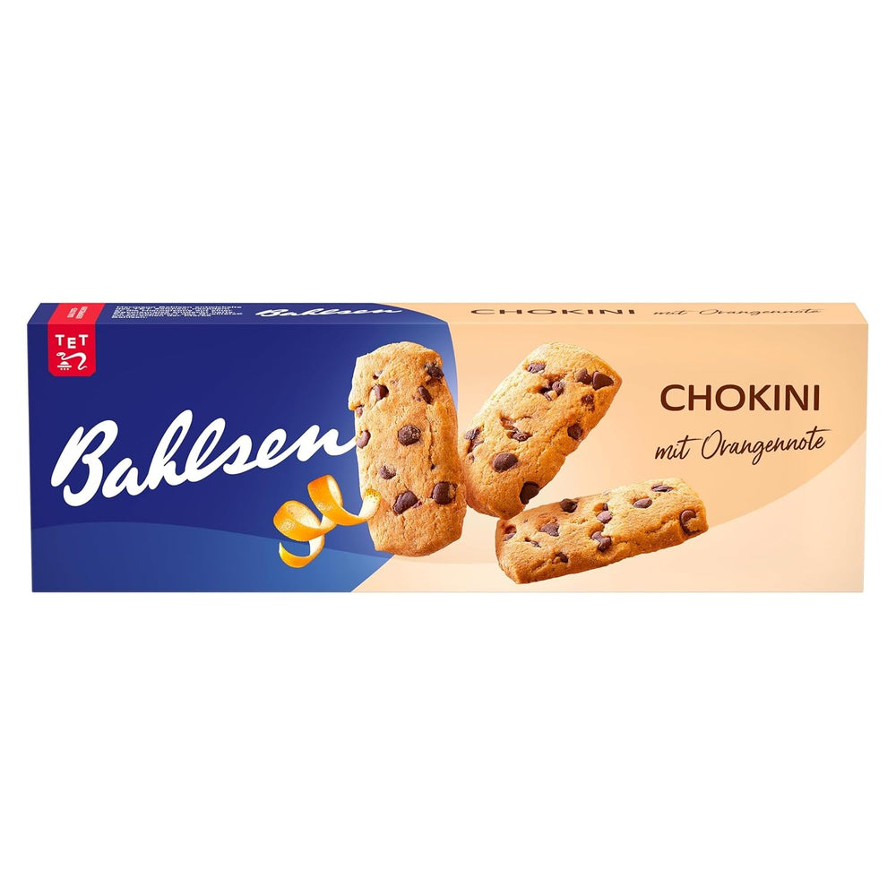 Bahlsen Chokini - 1 Pachet - Aluat Fragil cu Bucăți de Ciocolată și Aromă de Portocală (1 x 150 g)
