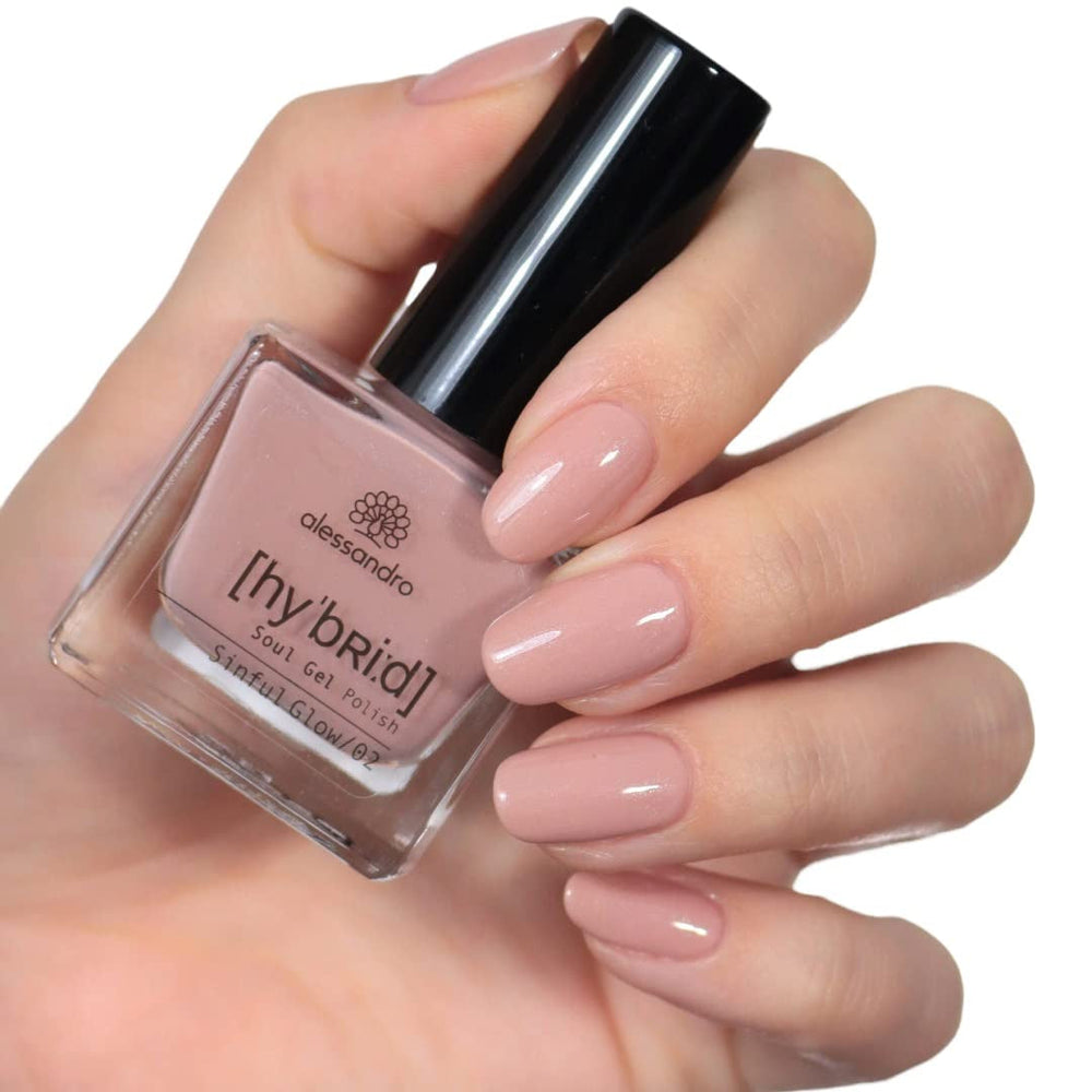 Oja HYBRID alessandro Sinful Glow - Nuanță Nude - Unghii perfecte în doar 3 pași, fără LED - rezistă până la 10 zile! 8 ml