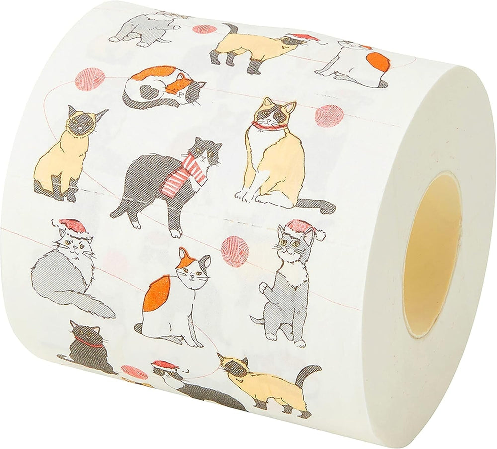 Hârtie igienică Talking Tables cu motiv de pisică, accesoriu amuzant pentru baie, cadouri pentru Crăciun, BC-PET-T-ROLL-CAT, roșu, mărime unitară