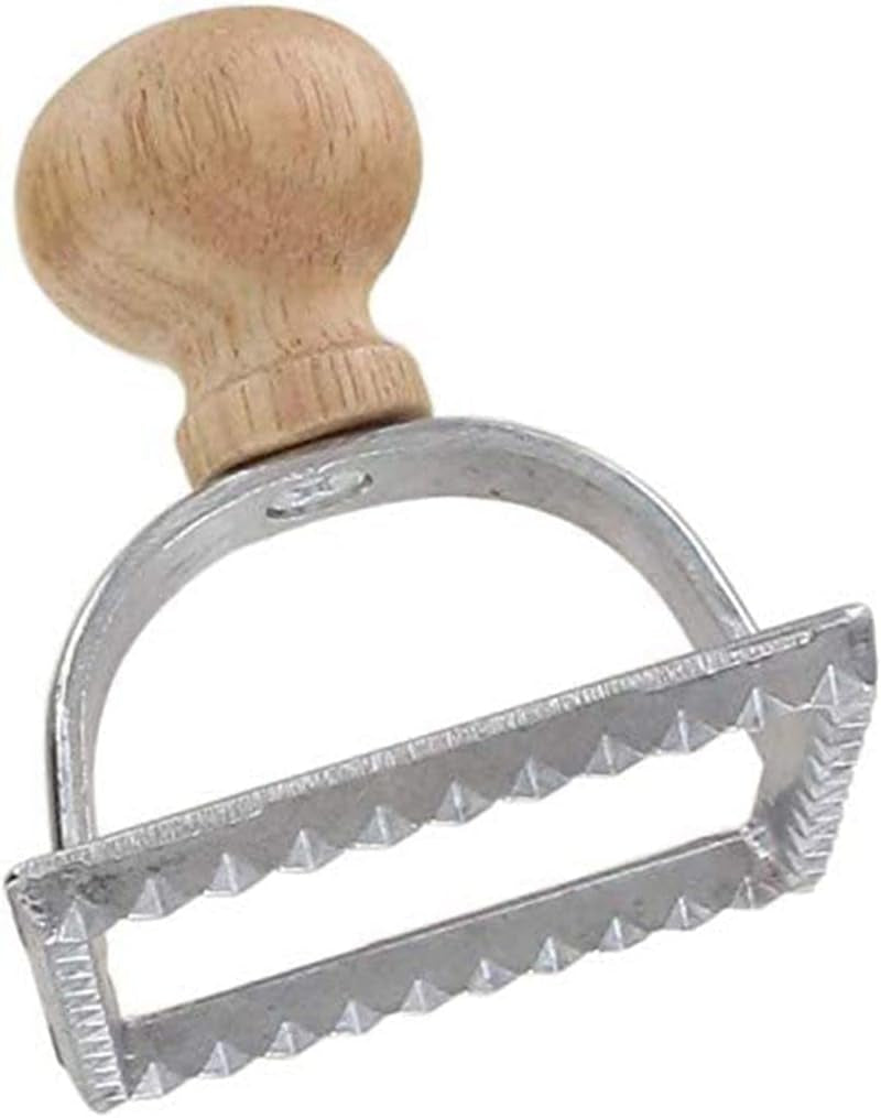 Fackelmann Emporte-pièce ravioli 40923 formă de biscuiți, formă pătrată pentru aluat de ravioli, 6 x 6 x 7,2 cm, lemn, oțel inoxidabil