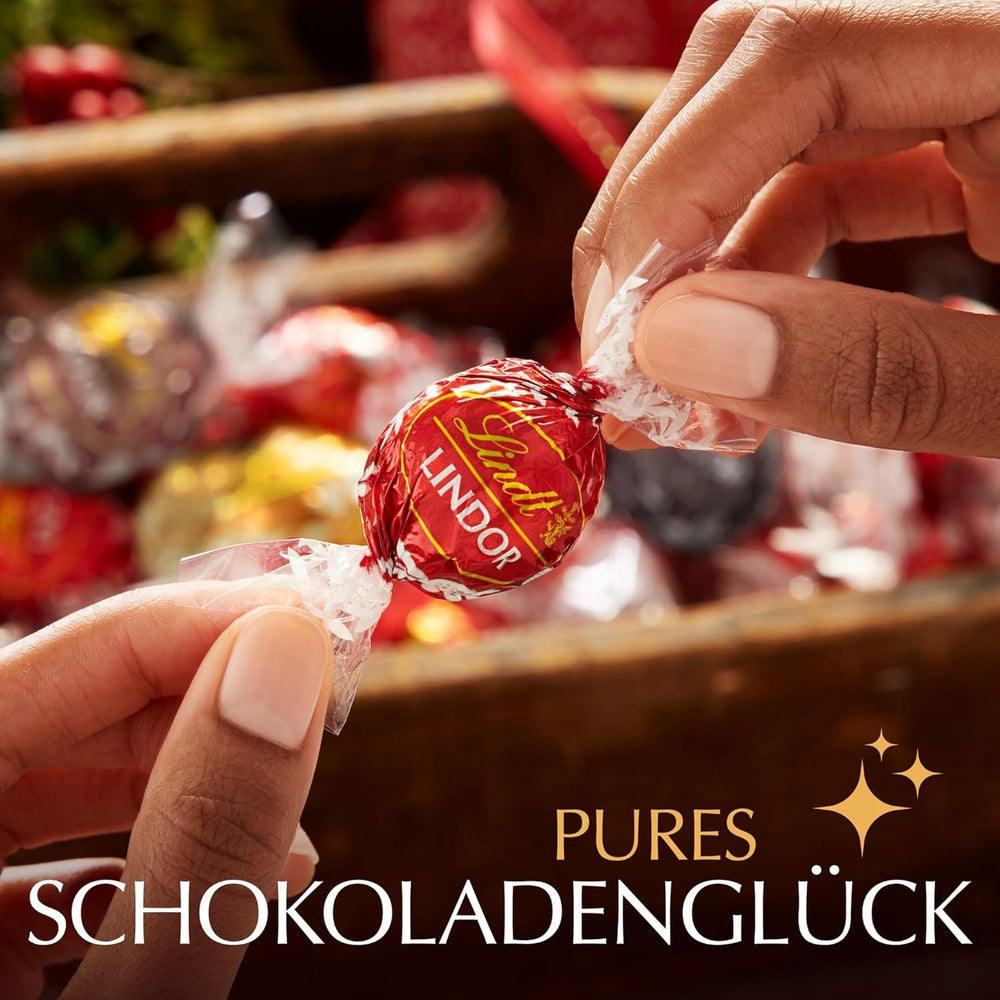 Ciocolată Lindt | Cornet de ciocolată cu lapte LINDOR | 500g | 38 de bile de ciocolată cu lapte cu umplutură care se topește în gură | Cadou de ciocolată