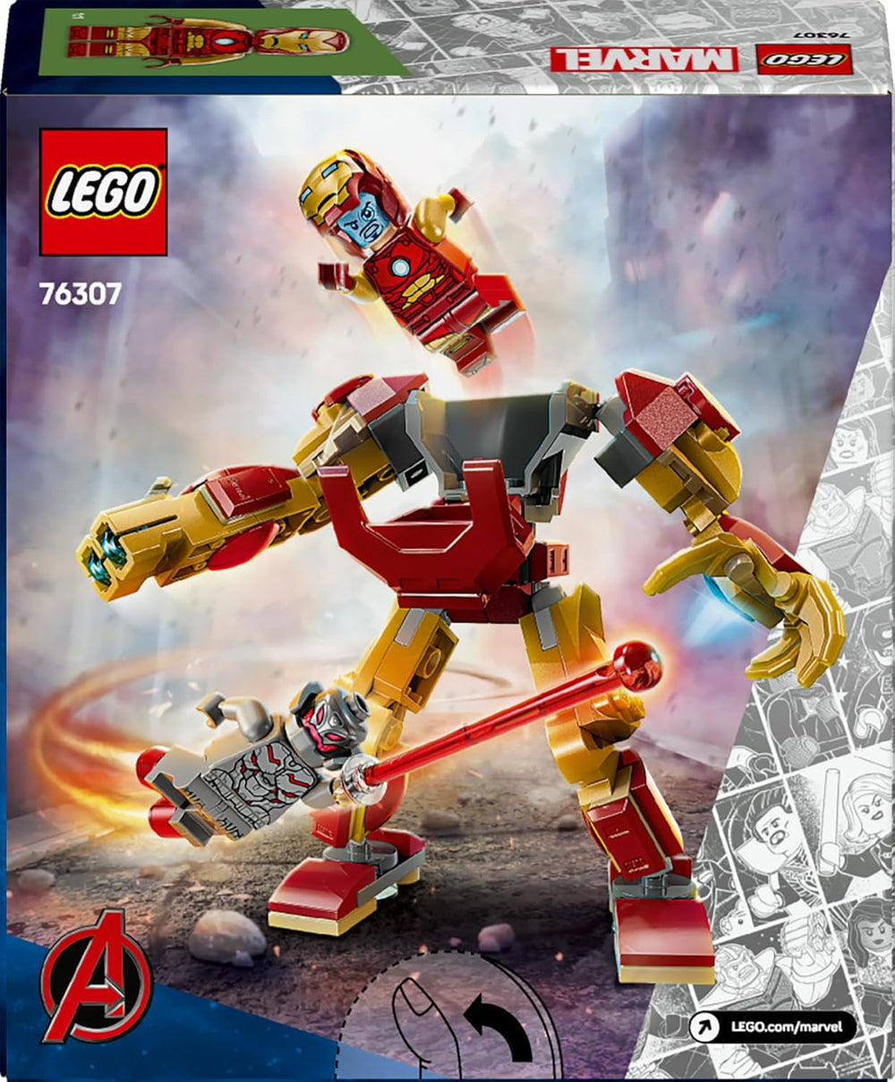 LEGO | Marvel Iron Man Mech vs. Ultron - Superhelden Spielzeug mit 2 Minifiguren - Actionfigur mit beweglichen Armen, Beinen & Fingern - Geschenk für Jungen und Mädchen ab 6 Jahren 76307