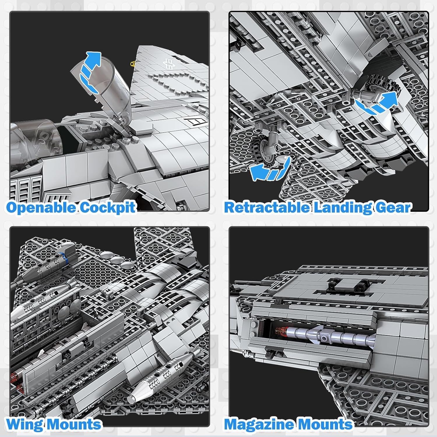 JMBricklayer F-22 Raptor Kampfjet-Bausteinset, Militärflugzeug-Spielzeug-Armee-Bausets, Spielzeuggeschenke für Kinder ab 14 Jahren, Erwachsene und Militärfans 60003