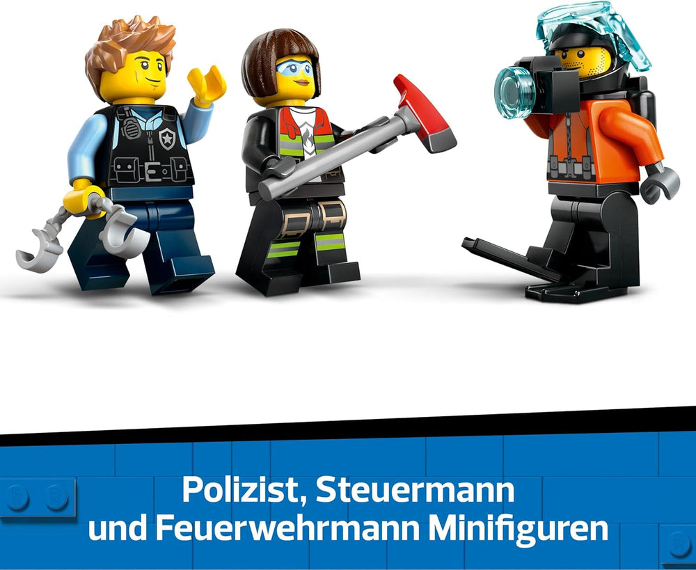 LEGO City Kombinationsset mit Hubschrauber, Löschauto und U-Boot und 3 Minifiguren - Baubare Spielzeug Fahrzeuge für Jungen und Mädchen ab 7 Jahren - Geschenk zum Geburtstag & für die Feiertage 60462