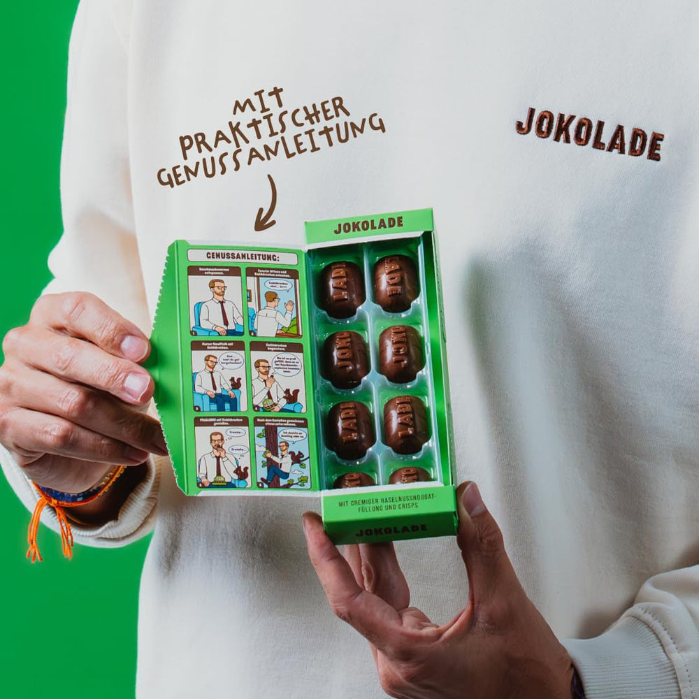 JOKOLADE PRALLINE Pachet Value 12 x 80g | Umplutură generoasă cu cremă de nuga cu alune și chipsuri | Ciocolată echitabilă de la Joko Winterscheidt