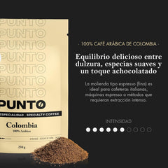 – Gemahlener kolumbianischer Kaffee – 250 g – Spezialitätenkaffee – Mittlere Röstung – 100% Arabica – Fruchtige Noten, Rohrzucker und Kakao – Ausgewogene Säure – Mittlerer Körper