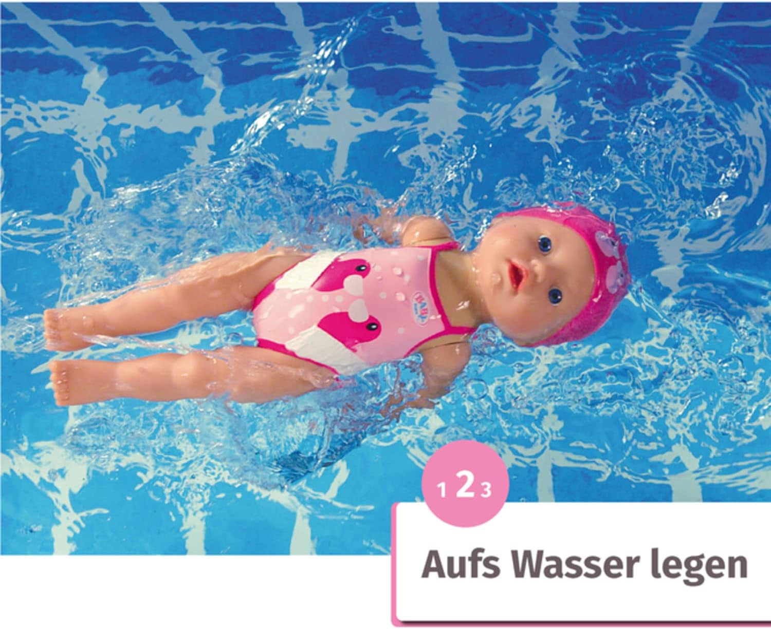 BABY Born Schwimmende Lizzie 30cm, Aufzieh-Badepuppe, wasserfest, funktioniert ohne Batterien, 30 cm große Puppe, 835302 Zapf Creation
