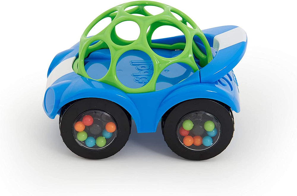 Bright Starts, Oball, mașină de jucărie cu zornăitor, jucărie cu activitate motorie pentru bebeluși și copii mici de la 3 luni, 1 bucată, culoare aleatorie albastru sau roșu Jucarii Bebe Naty Shop