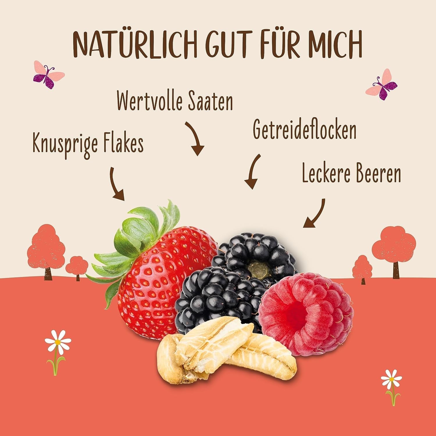 Allos Hof Granola cu fructe de pădure | Muesli organic | Muesli cu fructe de pădure | Muesli crocant | Cereale pentru micul dejun | Pachet de 6 (6 x 300g), 1 bucată (pachet de 6)