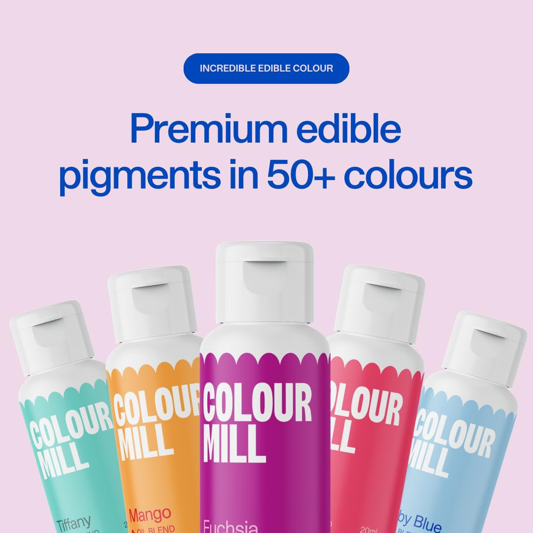 Colorant alimentar negru pe bază de ulei Colour Mill - Colorant alimentar pentru ciocolată, fondant, brioșe, prăjituri, copt, macaroane - Colorant alimentar pentru decorarea torturilor - 20 ml