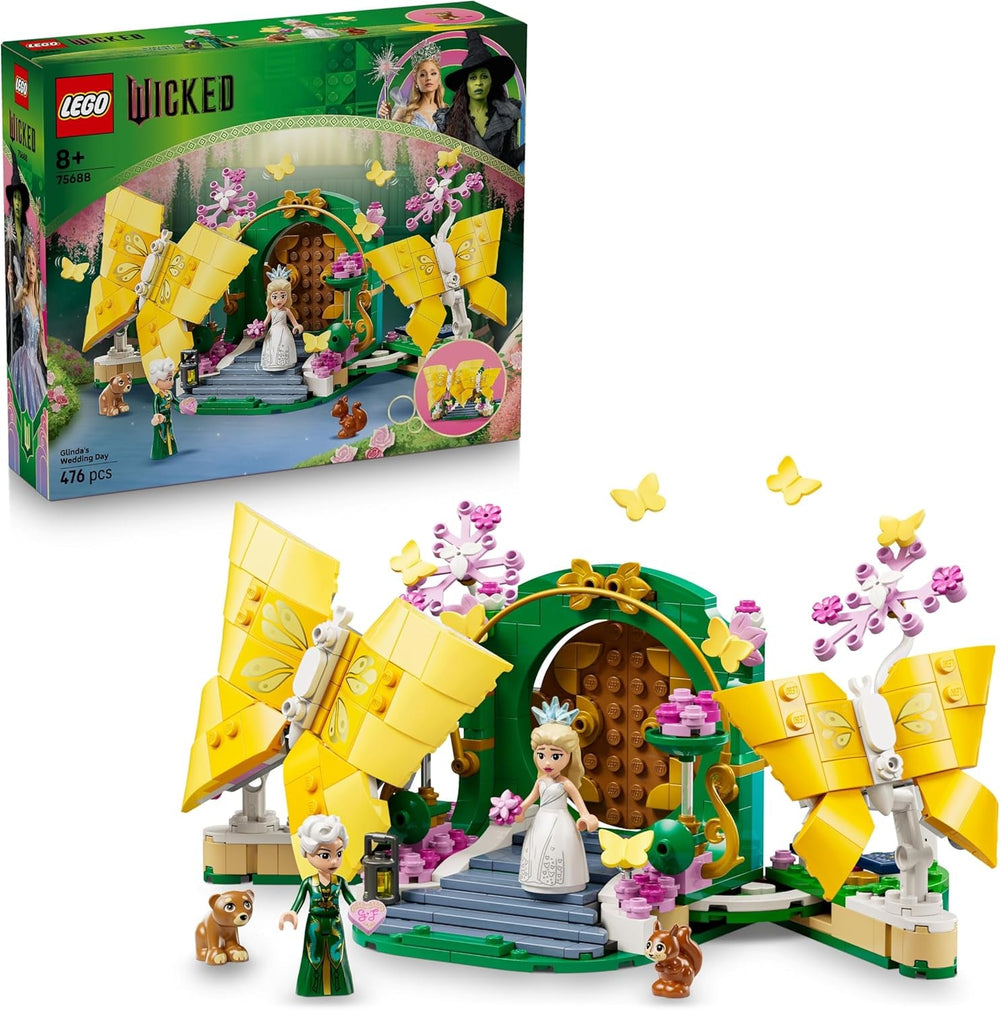 LEGO Wicked Glindas Hochzeitstag - Kreatives Spielzeug mit 2 Minifiguren & 2 beweglichen Schmetterlingsfiguren mit Zubehör - Kinder Geschenk für Mädchen, Jungen & Filmfans ab 8 Jahren - 75688