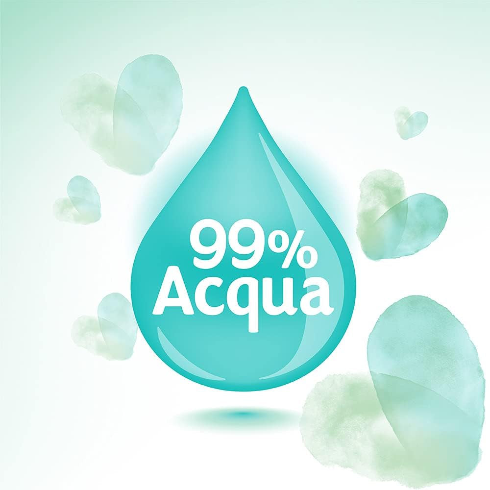Șervețele umede Pampers Acqua Pura pentru bebeluși, 468 de unități (3 pachete) – 99% apă, 100% bumbac, 0% plastic, alcool și parabeni – șervețele demachiante ideale pentru pielea sensibilă, umede, fără ingrediente adăugate