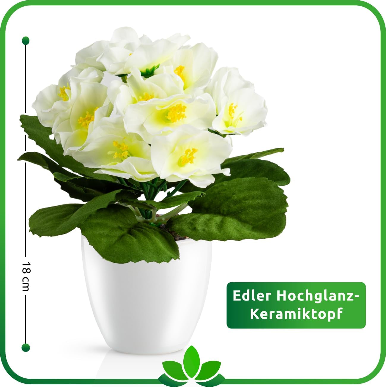 PASCH® Begonie Im Hochglanz-Keramiktopf | Kunstblumen Im Topf | Künstliche Blumen Wie Echt | Fake Blumen | Kunstblumen Wie Echt (Japanische Begonie, 3 Stück, 16Cm)