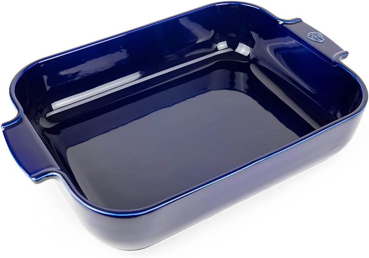 Peugeot Appolia Rechteckige Auflaufform Mit Griffen, Keramik, Schiefer / Grau, 8,3X40,5X27,2 Cm, Fassungsvermögen: Ca. 4 L, 60022 Matrite si tavi pentru copt Naty Shop Blau