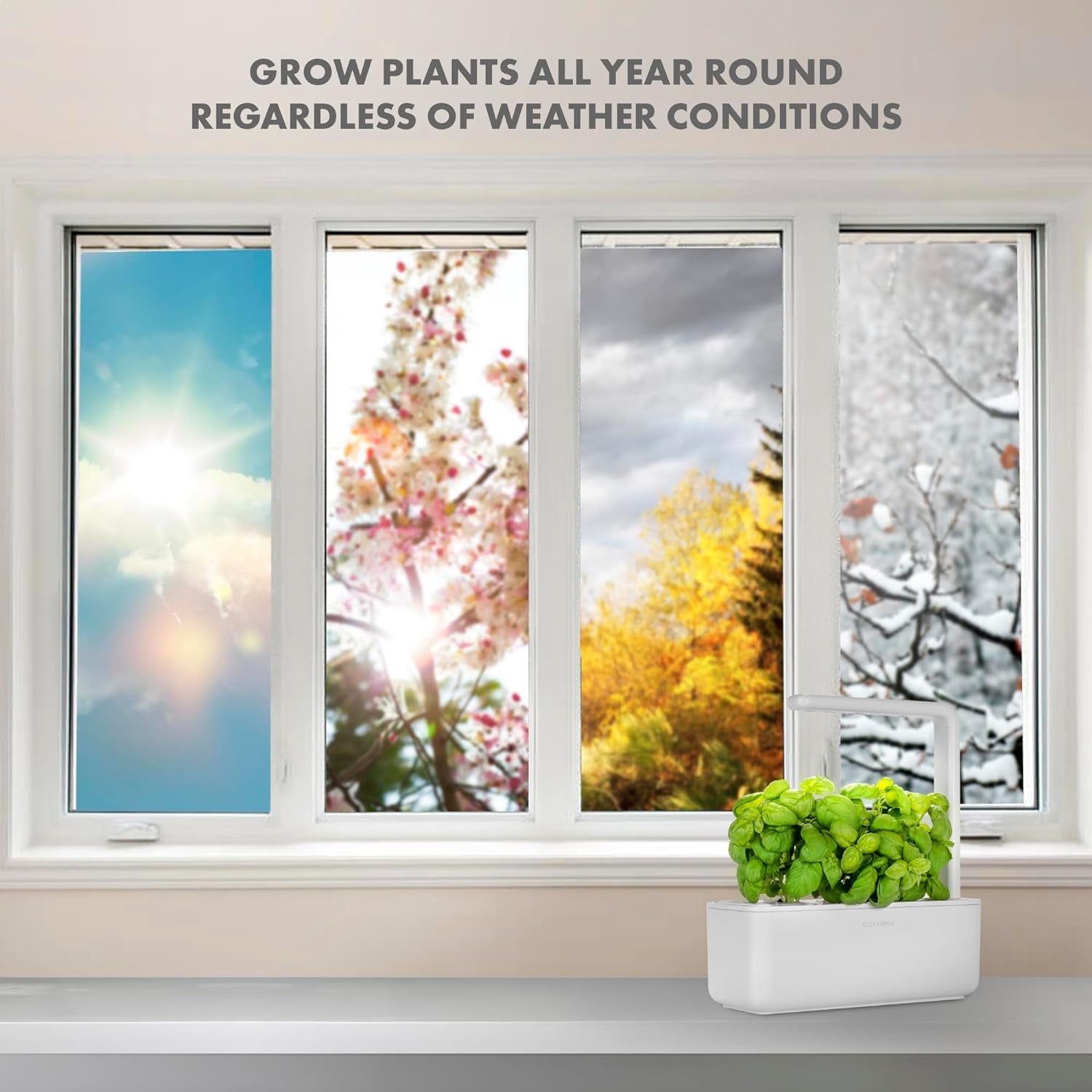 Click and Grow Growbox, Smart Garden, mai ușor decât un sistem de creștere hidroponic, grădină de interior, grădină de plante aromatice, seră de interior cu 3 capsule de plante incluse, alb