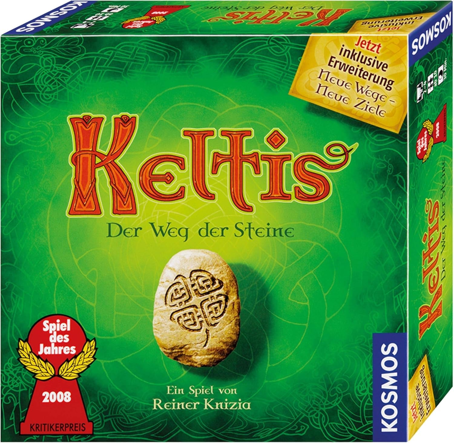 KOSMOS 691783 Joc Keltis inclusiv expansiunea Keltis, joc de societate clasic, joc de familie pentru 2-4 jucători cu vârsta de 10 ani și peste, joc de petrecere pentru copii și adulți, Jocul Anului 2008