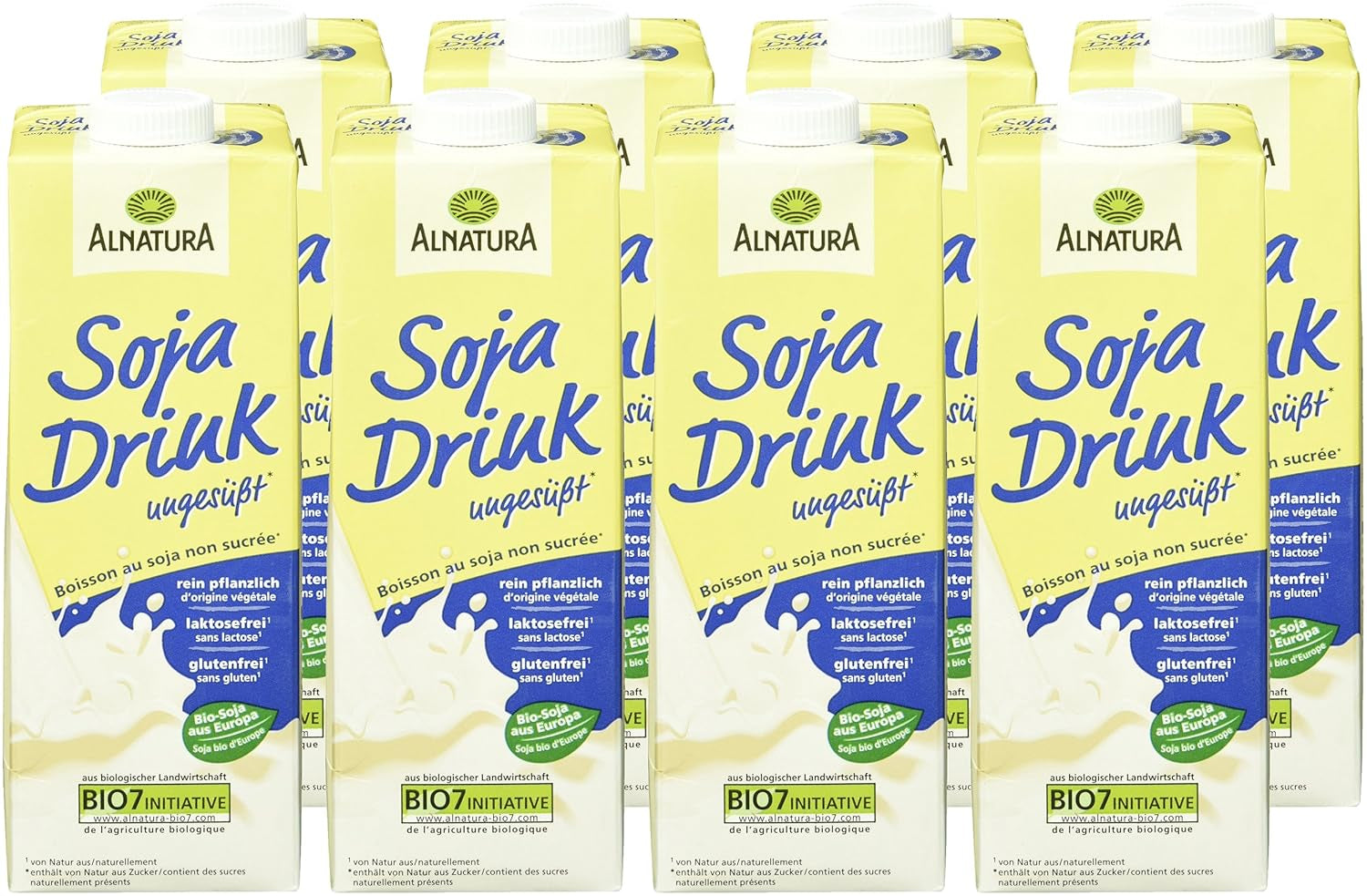 Bio Sojadrink, ungesüßt, glutenfrei, laktosefrei, vegan, 8er Pack (8 x 1 kg)