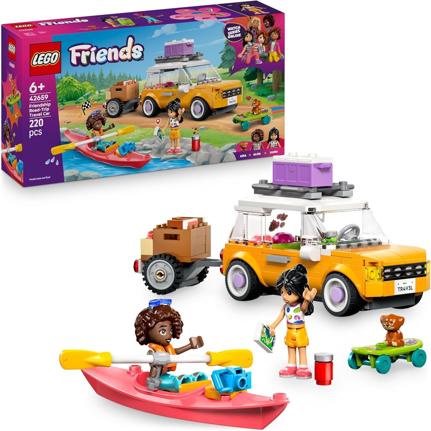 LEGO Friends Wohnmobil, Bauset für Rollenspiele mit einem Spielzeug Wohnwagen, Geschenk für Mädchen ab 7 Jahren, kreatives Spielset mit 3 Minifiguren und Frettchen Tierfigur 42663