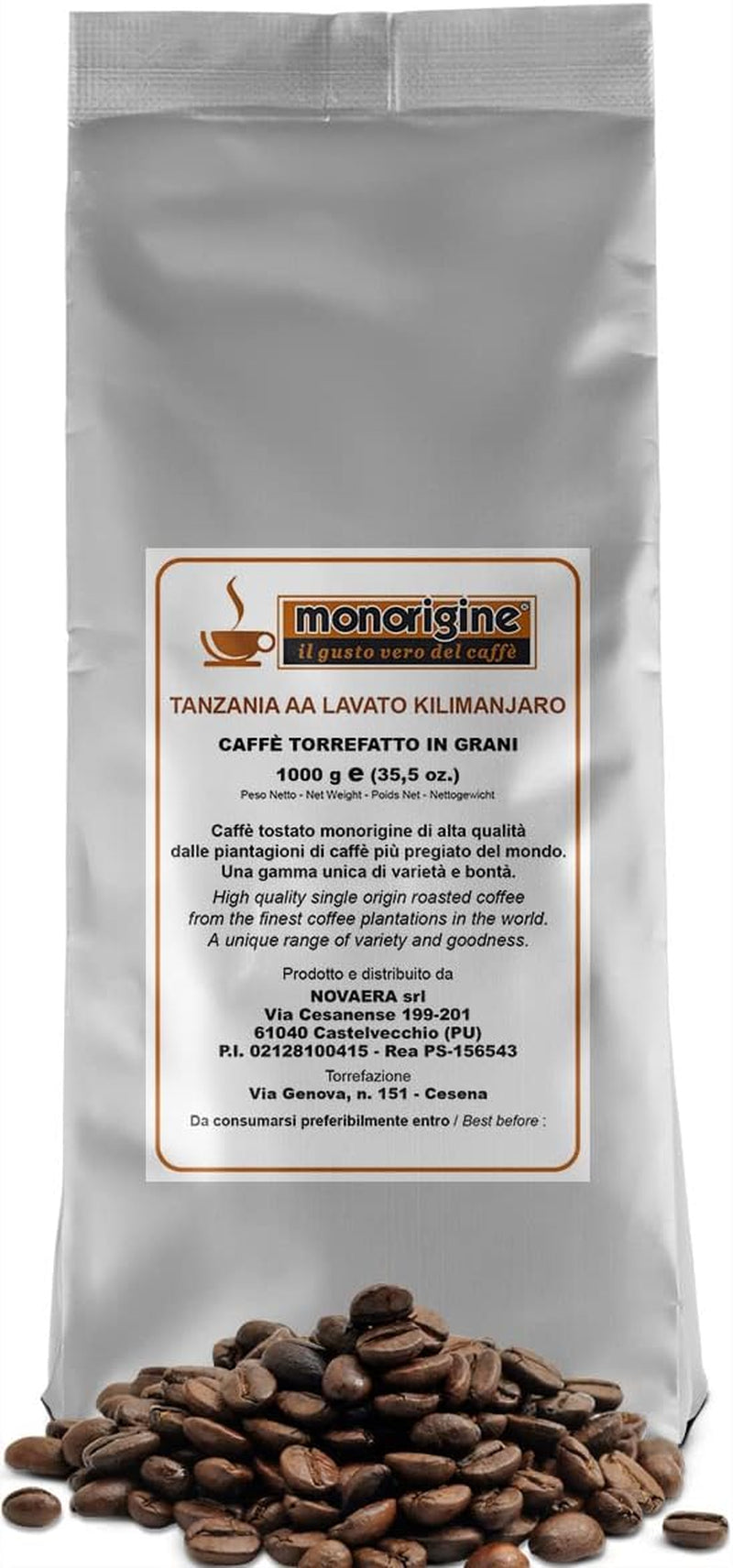 Arabica Boabe de cafea Tanzania AA Lavato Kilimanjaro - 1 Kg