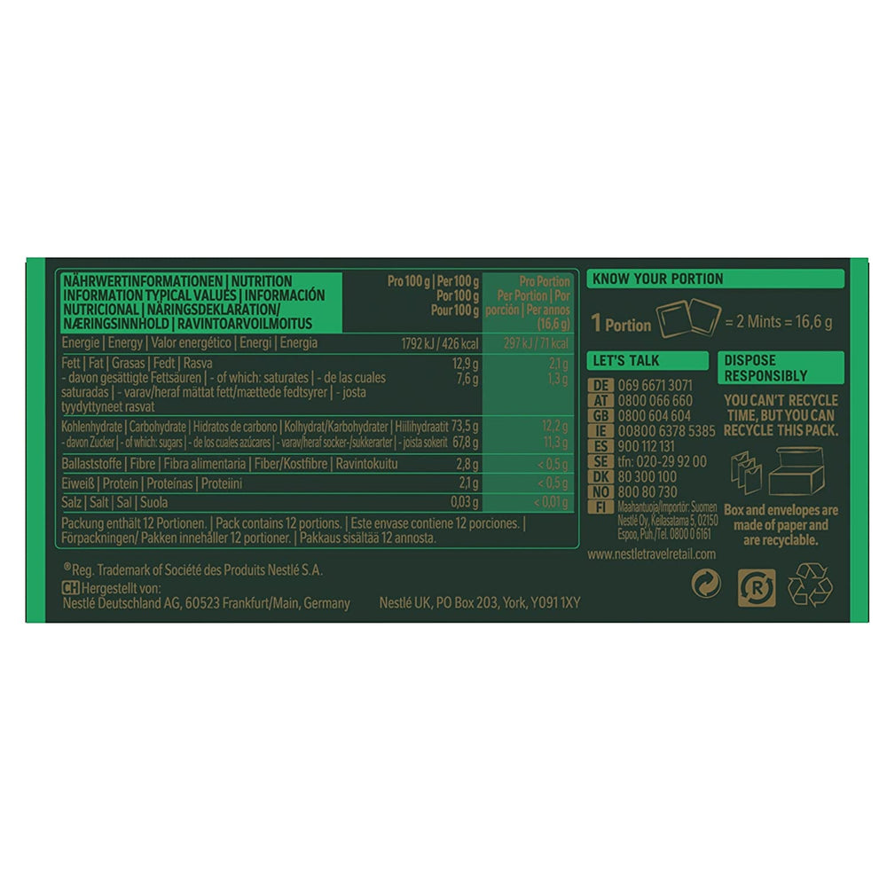 NESTLÉ AFTER EIGHT, pătrățele subțiri de ciocolată neagră cu umplutură de cremă de mentă pentru cunoscători, pachet de 5 (1 x 200g)