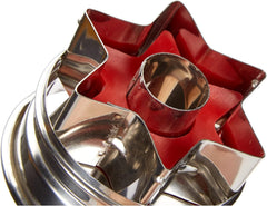 Städter 966322 Formă de biscuiți cu ejector, Stea exterioară, Oțel inoxidabil, Argintiu/Roșu, 4,8 x 4,8 x 4,8 cm