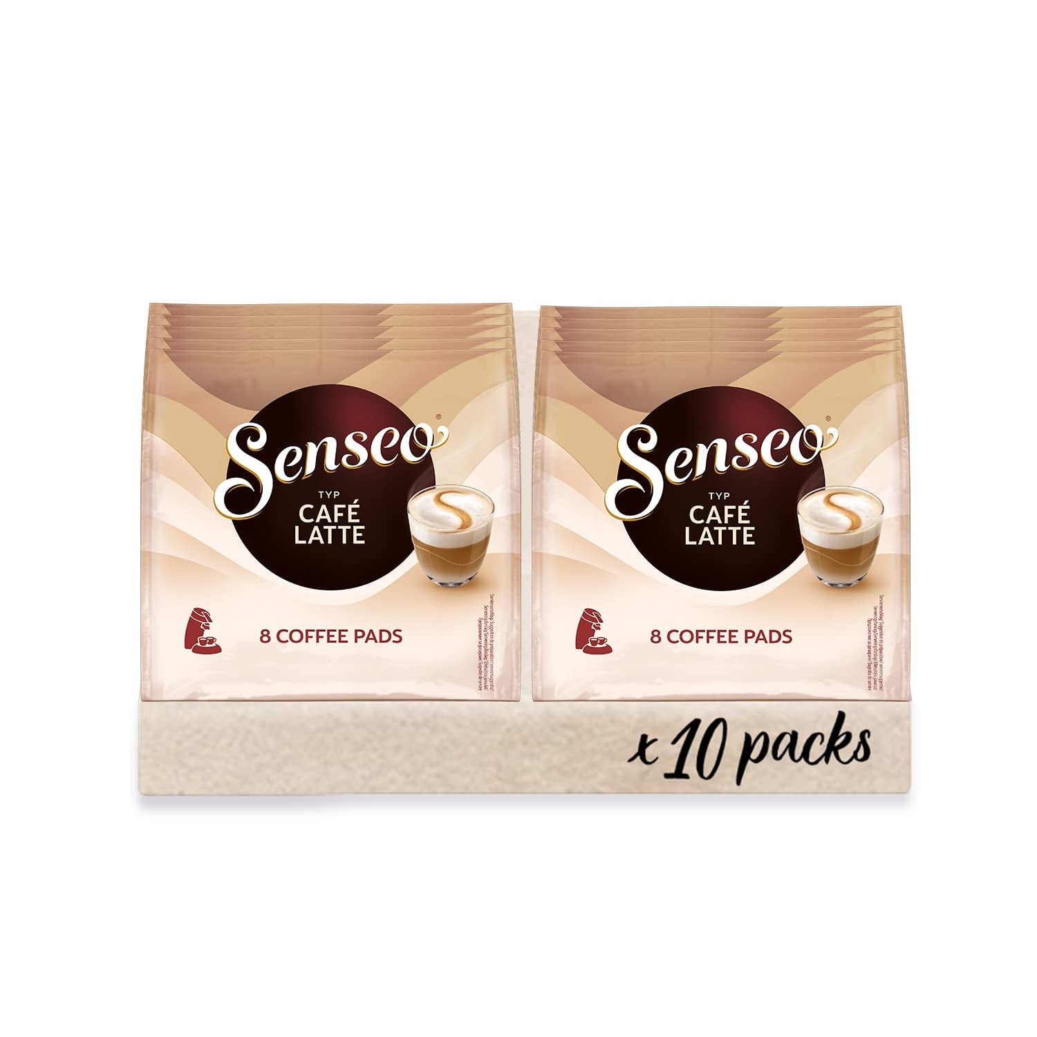 Senseo Pads Café Latte, 10 x 8 Getränke, 80 Kaffeepads