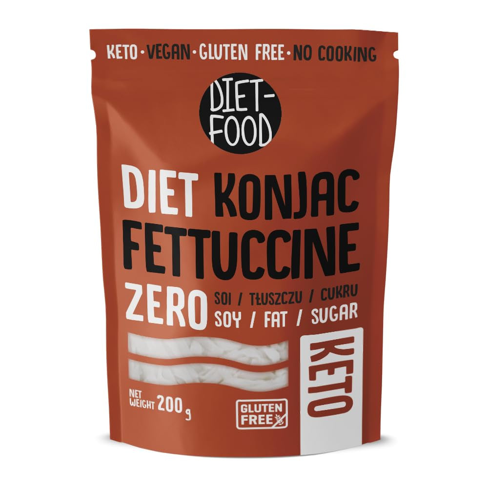 Tăiței Shirataki DIET-FOOD Tăiței Konjac cu conținut scăzut de carbohidrați, conținut scăzut de calorii, alimente vegane, fără grăsimi, fără soia, fără gluten, tăiței dietetici solubili în apă, conținut scăzut de calorii, 200 de grame