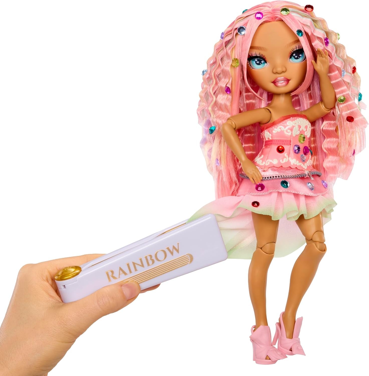Rainbow High Be Dazzling – Adeline Rose – Rosa 28 cm Modepuppe mit Verzierungswerkzeug, Funkelnden Schmucksteinen und Styling-Accessoires