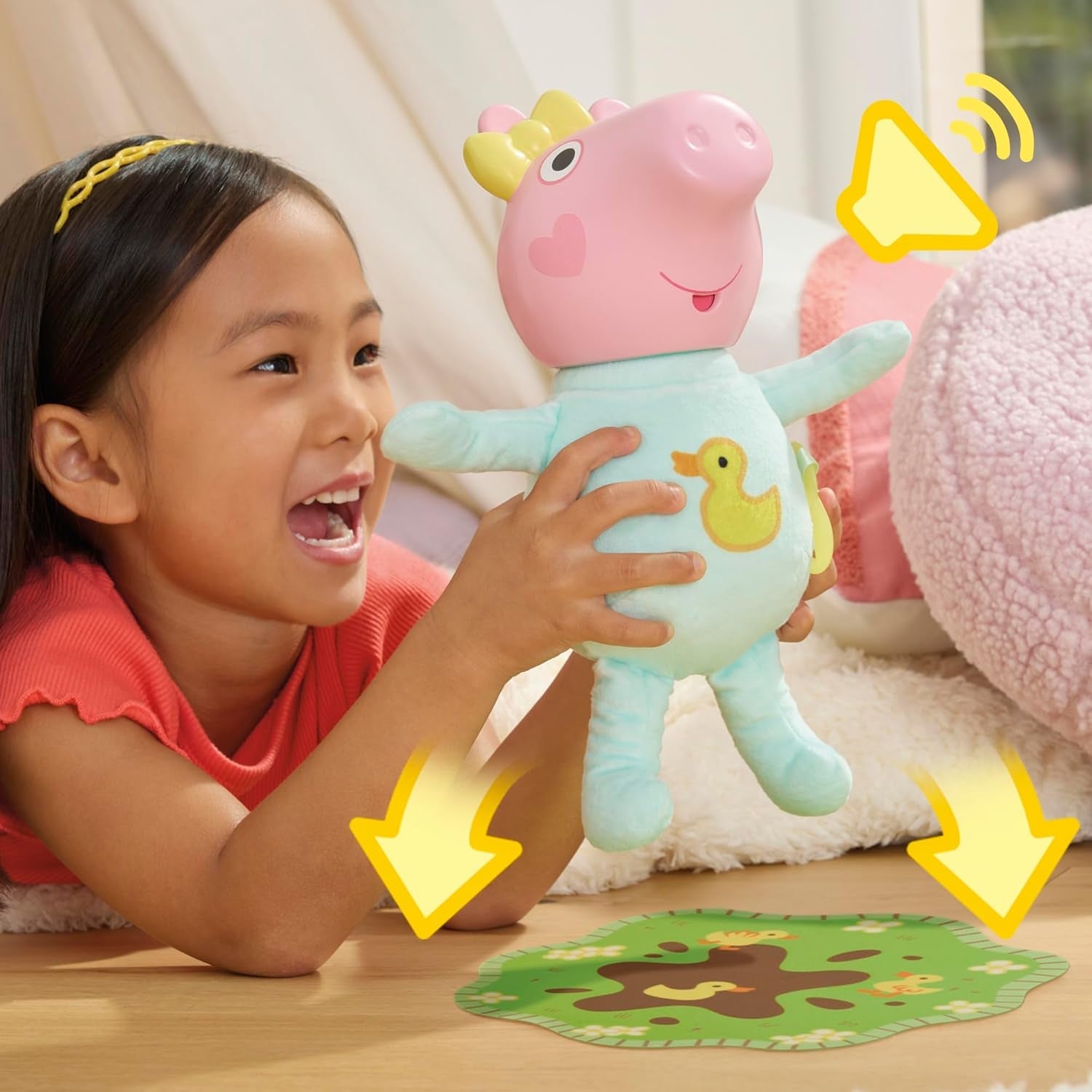 Peppa Pig Păpușa Interactivă Evie, 28 cm, cu 20 de sunete și multe funcții, set de jucării pentru copii de la 3 ani în sus