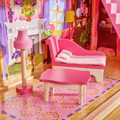 KidKraft Casă de păpuși Kayla din lemn cu mobilier și accesorii, set de joacă cu 3 niveluri pentru păpuși de 30 cm, jucărie pentru copii de la 3 ani în sus, 65092 - Exclusiv pe Amazon