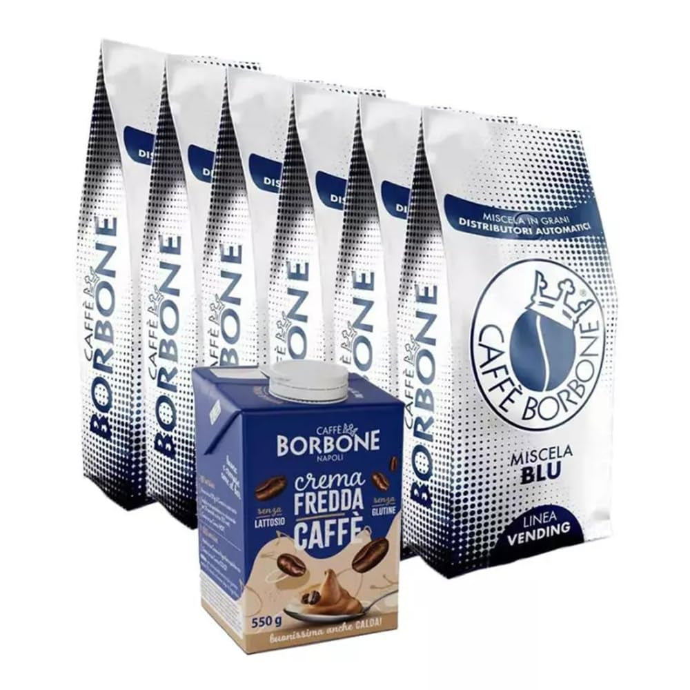 Caffè Borbone Amestec de Cafea Albastră 1 kg x 6 și Frișcă de Cafea Rece 550 g