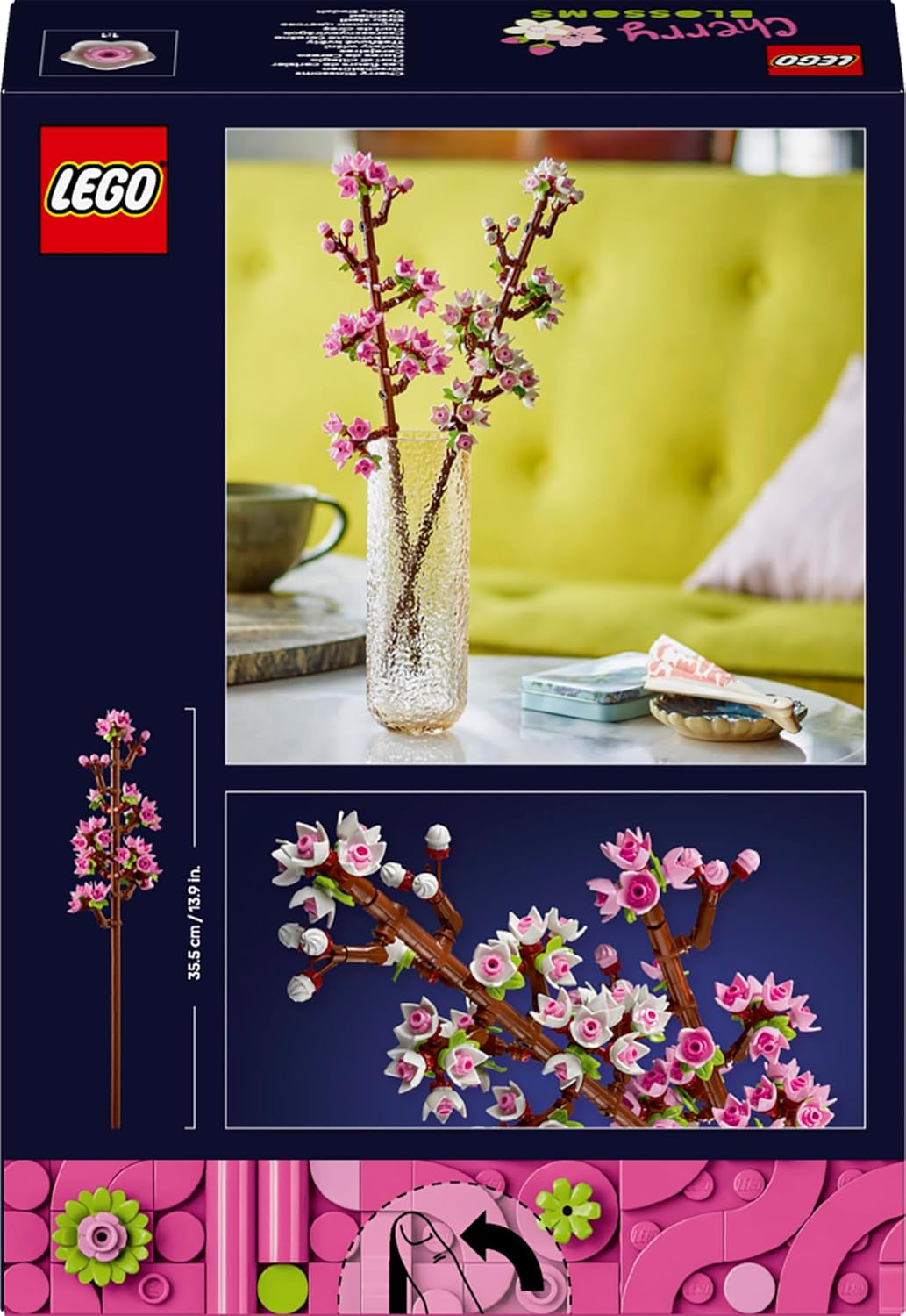 LEGO Botanicals Kirschblüten - Spielzeug mit Kunstblumen – Kreative Deko für Schreibtisch – Spielset mit Blumen zum Bauen und Ausstellen Geschenk für Mädchen und Teenager ab 8 Jahren – 40725