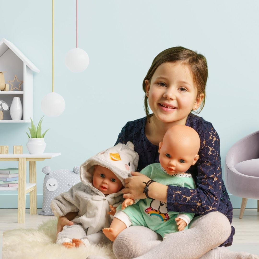 Heless 2198 - Overall für Puppen im Pinguin-Design, kuschelweicher Einteiler mit Kapuze und Reißverschluss, Größe 35 - 45 cm
