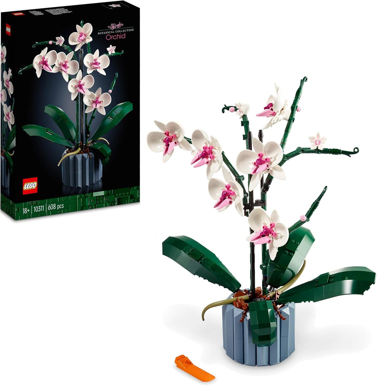 LEGO Botanicals Orchidee - Künstliche Pflanzen Set mit weißen und rosa Blumen - Modellbausatz für Erwachsene - Home und Zimmer-Deko - Botanik Kollektion - Geschenke für Frauen und Männer 10311