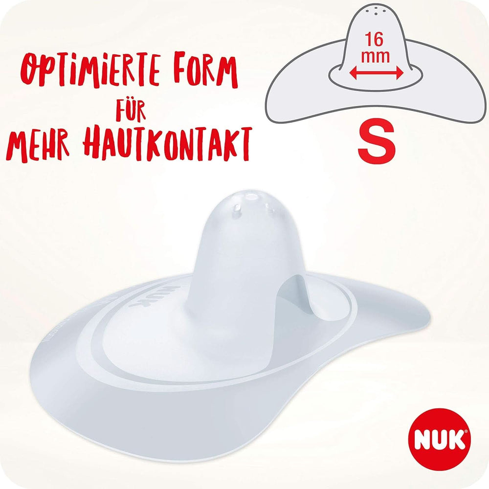 NUK scuturi pentru mameloane | Protecții pentru mameloane pentru alăptare | Protejează împotriva durerilor de sfârc | Silicon subțire | Marimea S (16Mm) | 2 bucati Accesorii Hrana si Alaptare Bebe Naty Shop