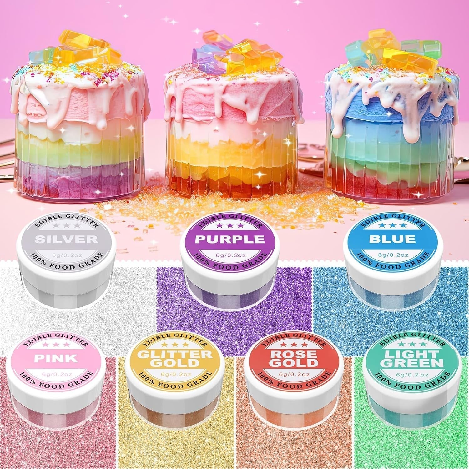 Sclipici comestibil - 6G colorant alimentar pudră pentru ciocolată, căpșuni, brioșe, prăjituri, fondant (violet)