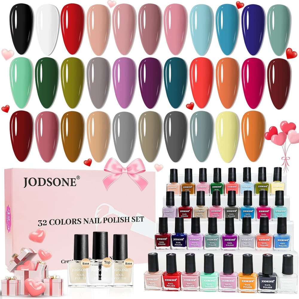 Set de ojă JODSONE cu 12 piese, combinație de 10 culori, 2 straturi de bază și top, ojă cu uscare rapidă pentru amatori și începători