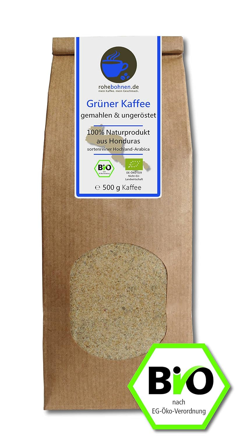 Grüner Kaffee bio gemahlen - Honduras (Rohkaffee gemahlen 500g)