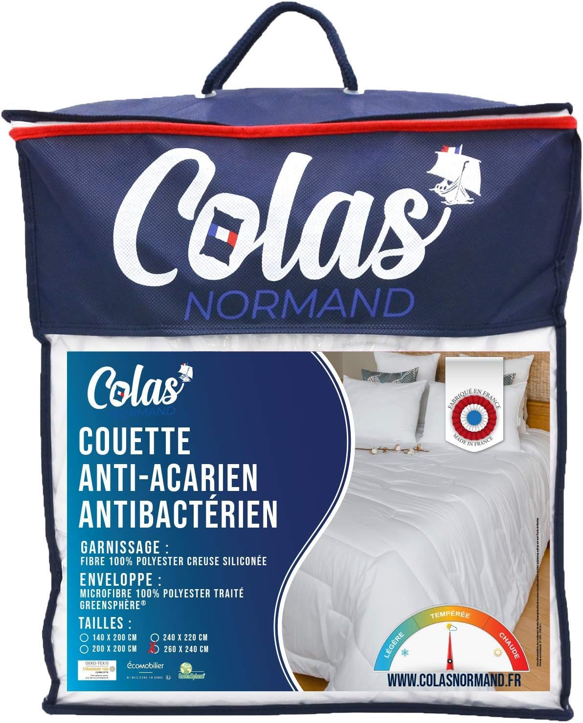 Plapumă COLAS NORMAND, antiacarieni și antibacteriană, ușoară, 260 X 240 cm, efect de lungă durată, igienă perfectă, microfibră, moale și confortabilă, lavabilă, albă 53130250 Plapumi si pilote Naty Shop Alb 260X240 Cm