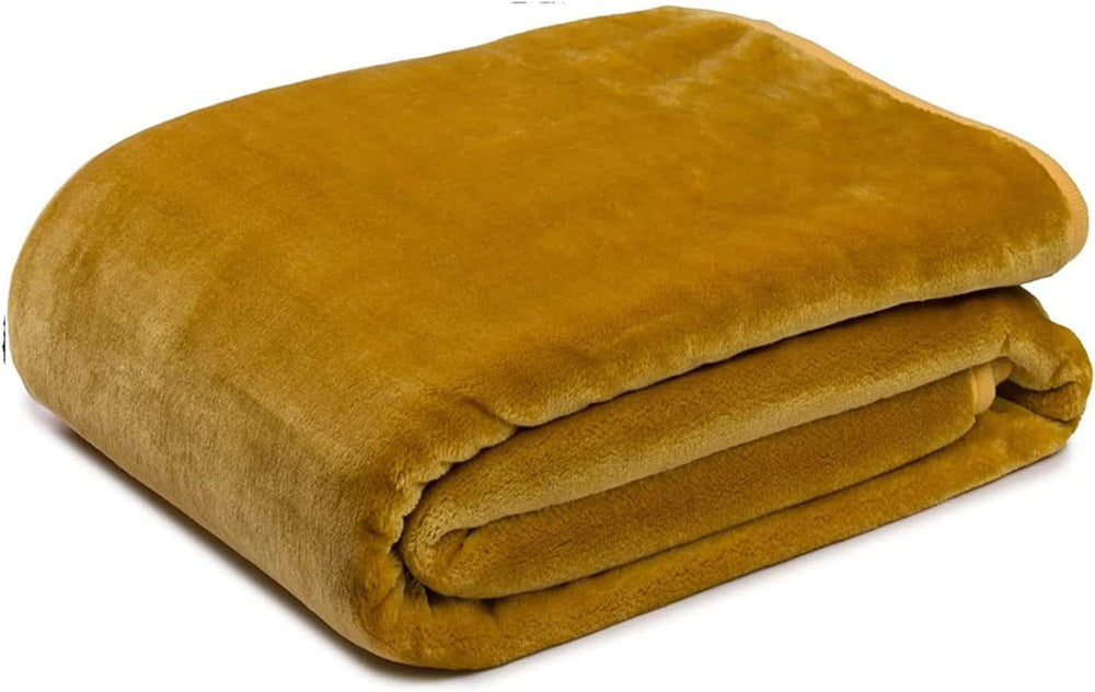 Gözze - Pătură confortabilă Premium Cashmere-Feeling, 500 G/M², 180 X 220 Cm - muștar Paturi si Cuverturi Besuche den GÃ¶zze-Store Muștar 180 X 220 Cm