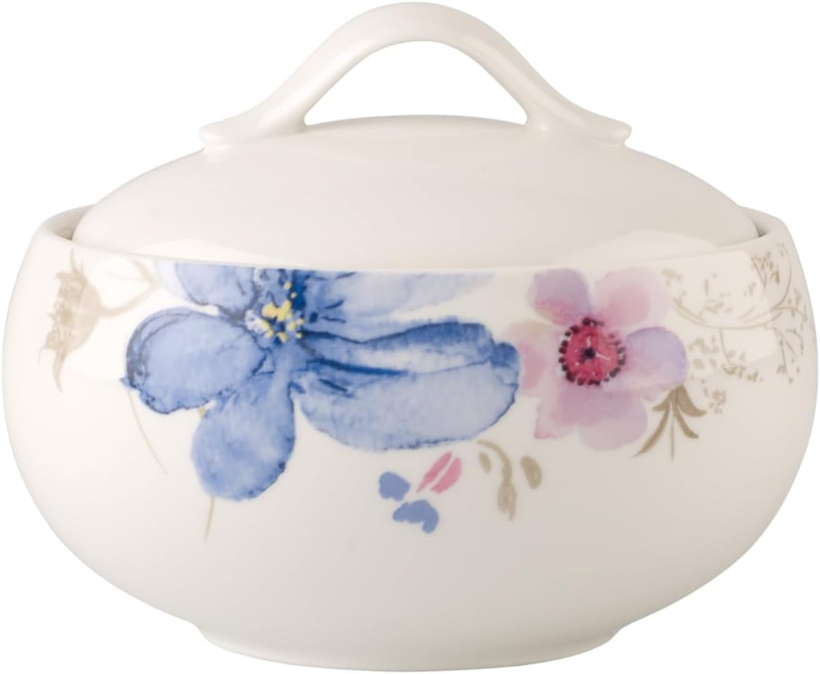 Zahăriță Villeroy & Boch Mariefleur Gris Basic, porțelan premium, alb/multicolor