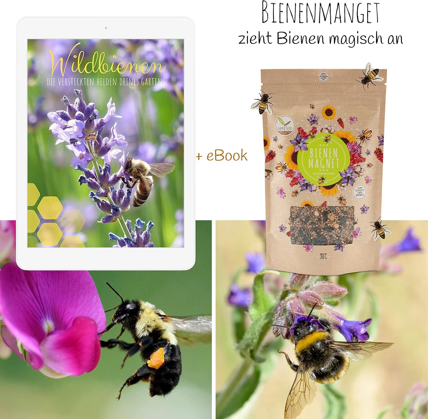 100 g de semințe de flori sălbatice pentru o pășune colorată pentru albine - Amestec vibrant și bogat în nectar de semințe de flori sălbatice pentru albine și fluturi (include eBook GRATUIT)