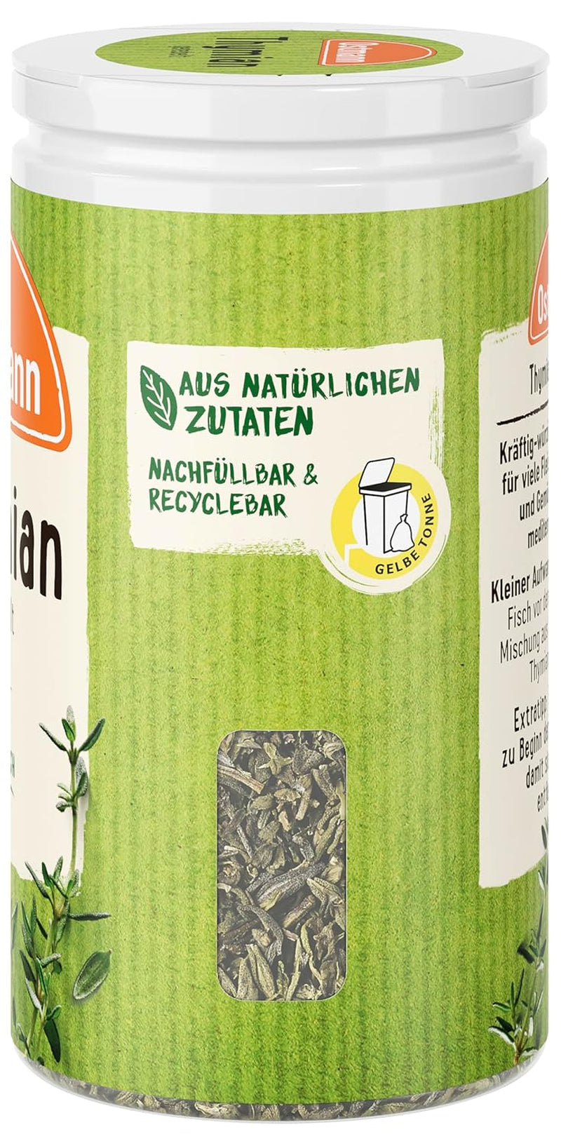 Ostmann Thymian gerebelt 15 g Thymian-Gewürz für viele Fleisch-, Fisch-, Pilz-, und Gemüsegerichte der mediterranen Küche, Menge: 1 Stück