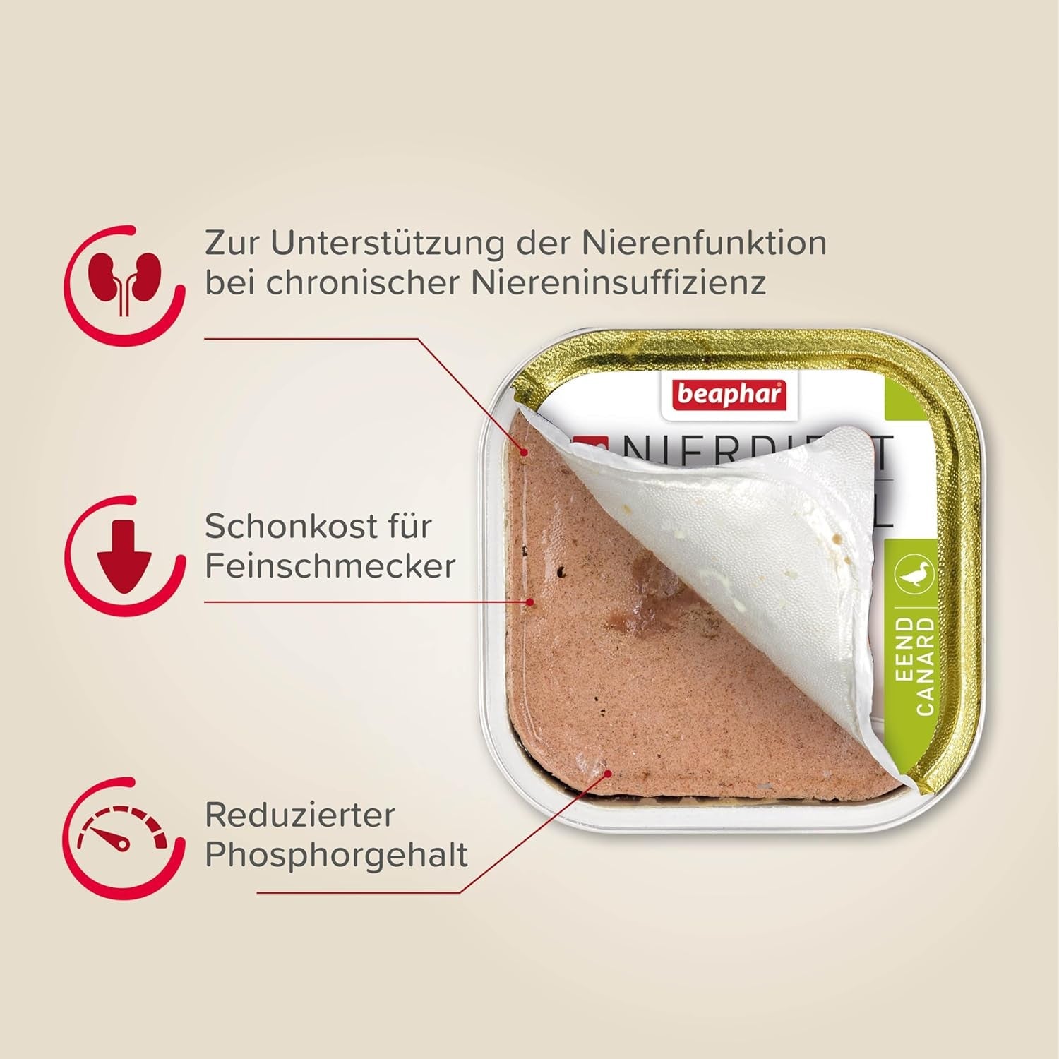 BEAPHAR – Pachet Mixt Dietă Renală – Hrană completă pentru pisici cu insuficiență renală cronică – Pentru susținerea funcției renale – 6 x 100 g
