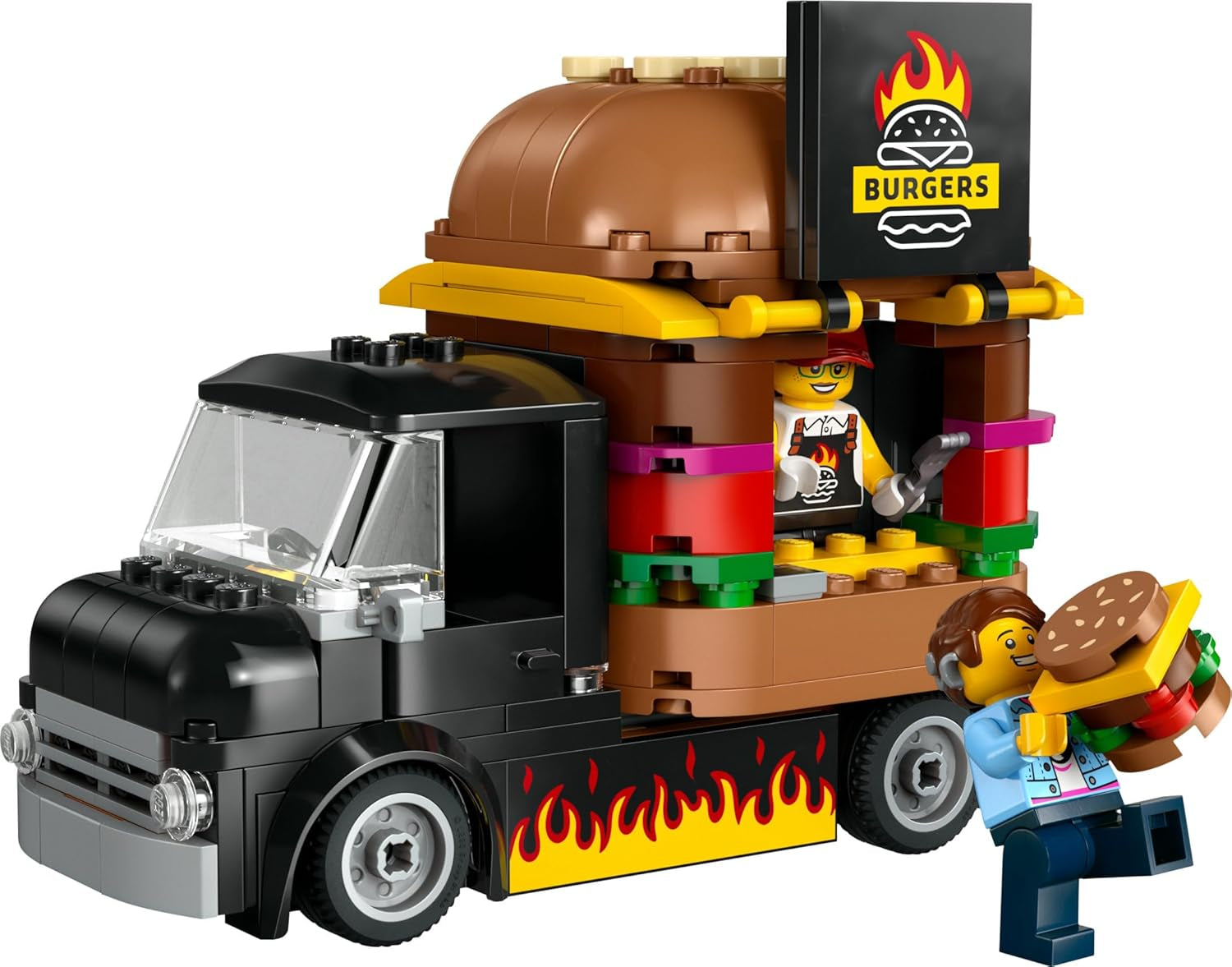 LEGO City Burger Van, Food Truck Toy for 5 Plus Year Old Boys & Girls, Vehicle Building Toys, Kitchen Playset with Vendor Minifigure and Accessories, Imaginative Play Gifts for Kids 60404