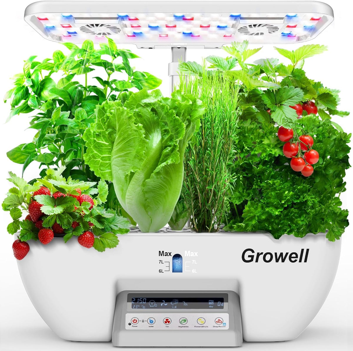 Kit hidroponică cu 17 capsule pentru grădină de plante aromatice, cu 102 lămpi de creștere cu spectru complet de 28W și 2 ventilatoare, grădină interioară cu pompă de apă, rezervor