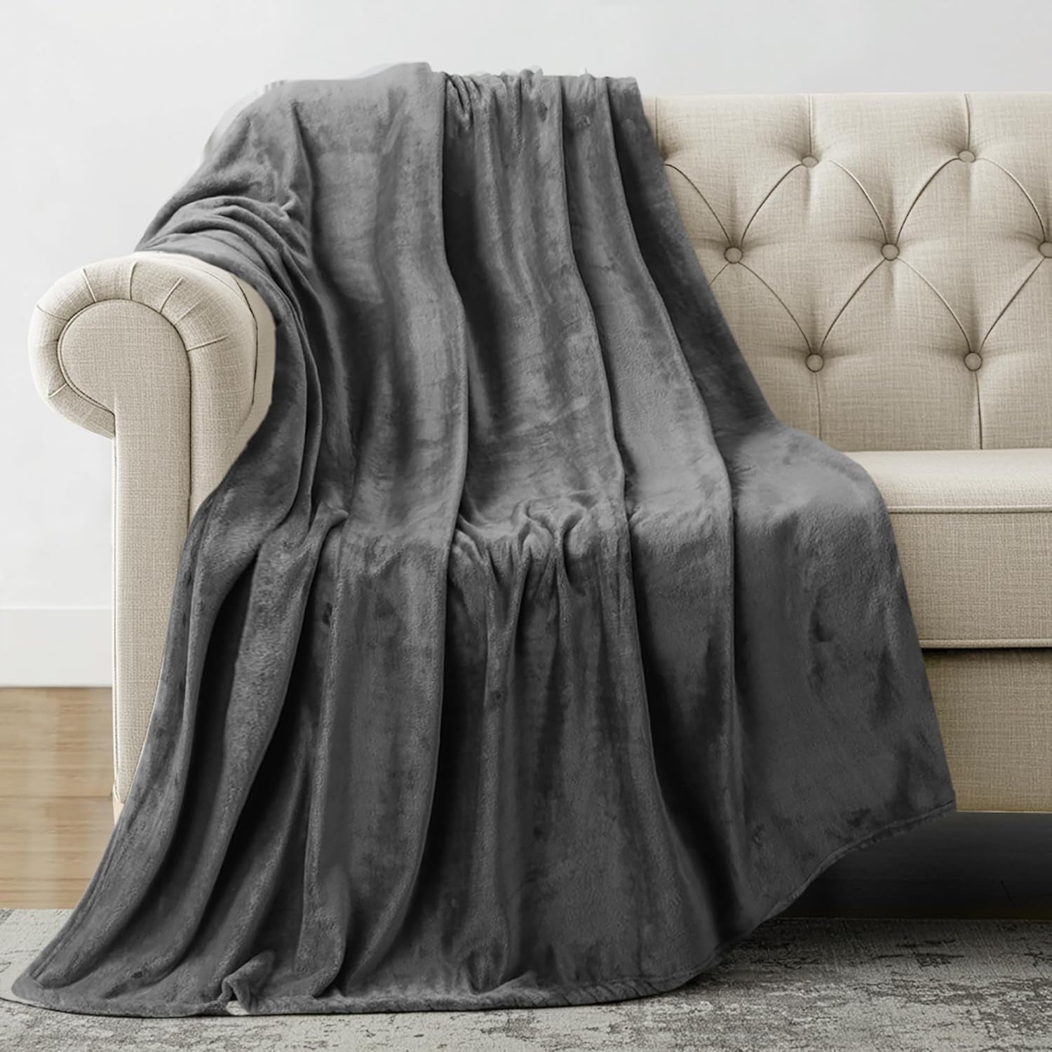 Utopia Bedding Kuschelige Fleecedecke [228X228 Cm, Grau] Weiche, Leichte, Warme Flauschige Decke Kuschelige Und Atmungsaktive Decken FÃ¼r Bett Sofa Couch